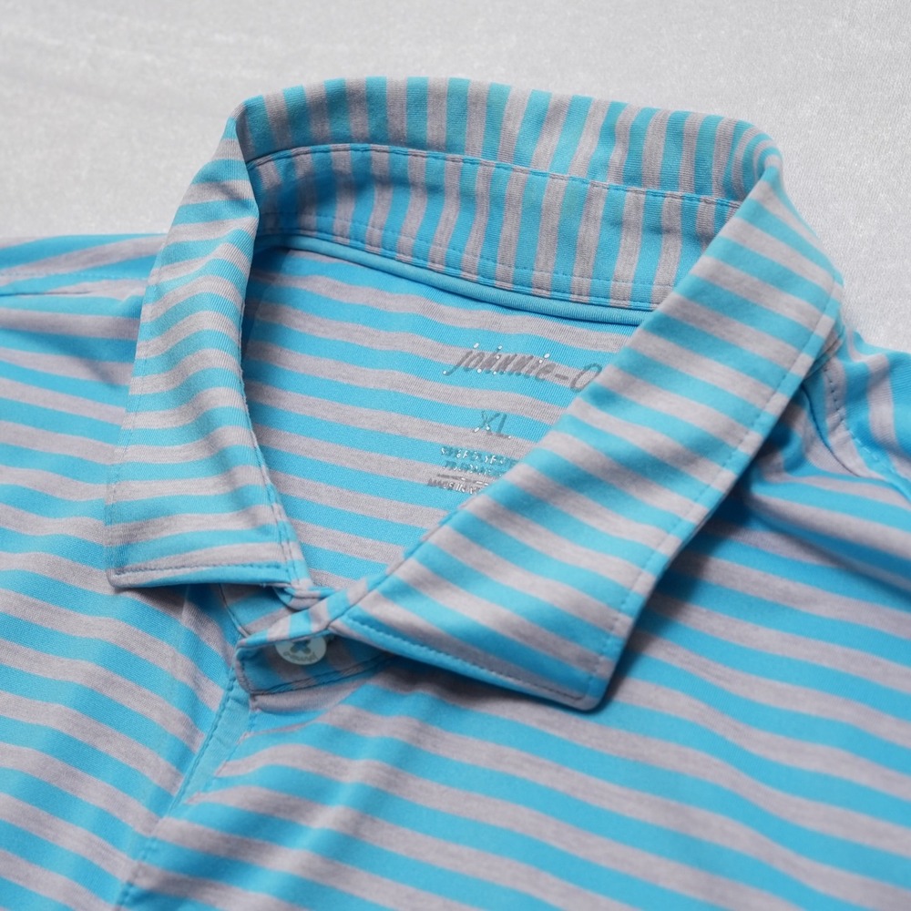 Johnnie-O Polo Shirt Mens XL Blue Gray Stripe Lanai Golf Manele Short Sleeve - Picture 7 of 12